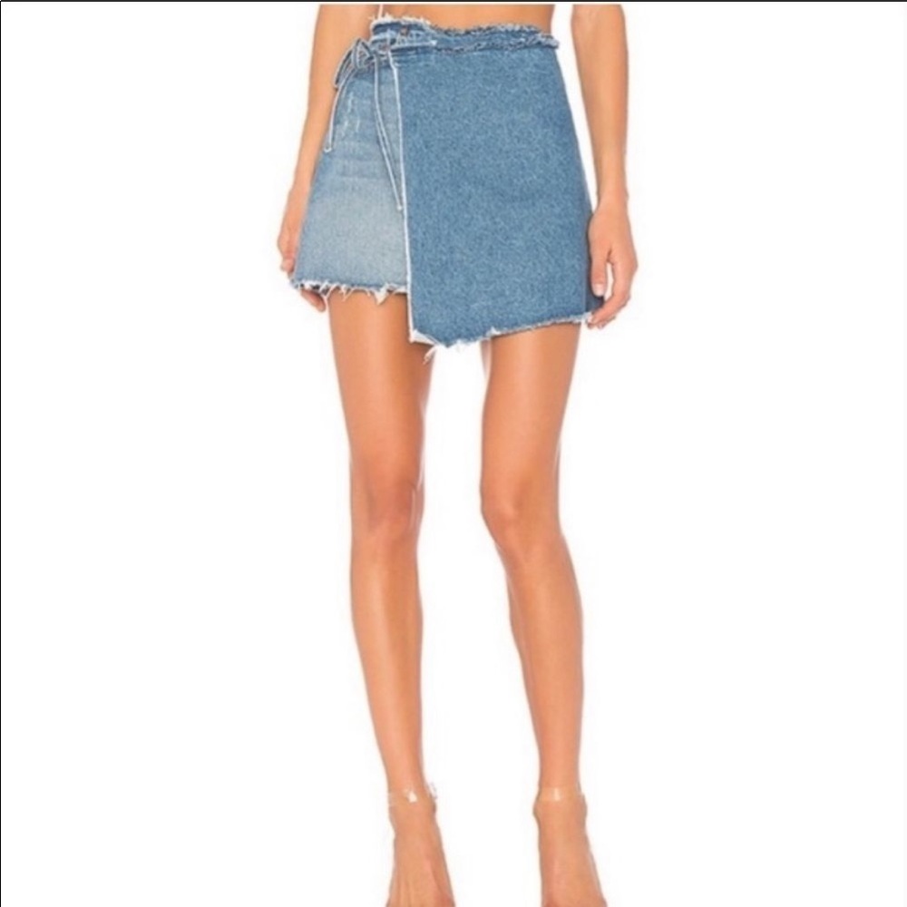 GRLFRND ELLA RECONSTRUCTED WRAP SKIRT IN INSTANT KARMA